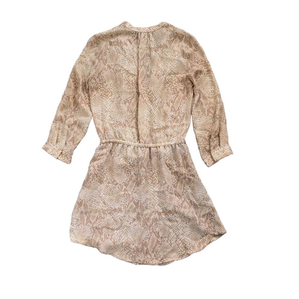 Aritzia Babaton Bennett Silk Long Sleeve Neutral Snake Print Belt Dress Size XS - Picture 2 of 14